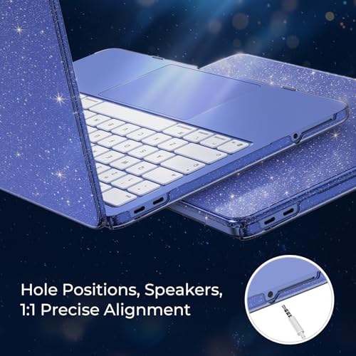 EooCoo for MacBook Neo Case 13 inch 2026, 100% Match Color, Sparkly Indigo | Lightweight, Protective Hard Shell Case & Keyboard Cover & Screen Film, Model A3404 with A18 Pro Chip - color: Sparkly Indigo