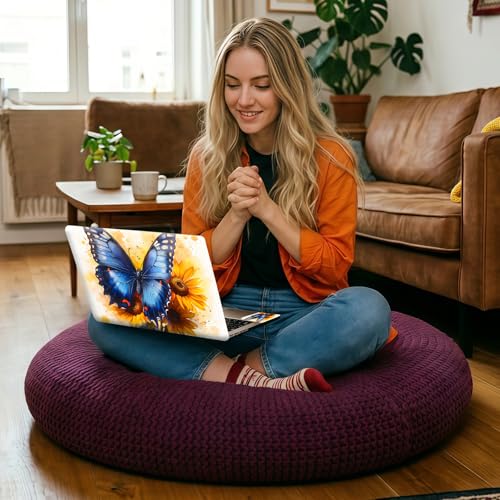 Blue Butterfly on Sunflowers Universal Laptop Skin Sticker 3PCS,Protective Decal Trim-to-Fit 11.6" 13.3" 14" 15.6" Laptop Vinyl Cover,Removable Anti-Scratch Computer Decal Protector - color: Blue Butterfly on Sunflowers