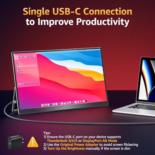 Upperizon Portable Monitor 18.5 inch FHD 125% sRGB 100Hz IPS HDR HDMI USB-C Travel Monitor for Laptop MacBook PC Surface PS5 Xbox, Large External Display with Kickstand & Speakers, VESA Compatible - size: 18.5 inch
