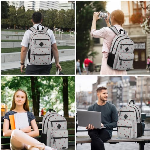 Backpack for Men and Women, Lightweight Casual Travel Laptop Backpack - color: Strawberrygrey, size: 15.6 Inches | 18 inches (height) x 12 inches (width) x 8 inches (depth)