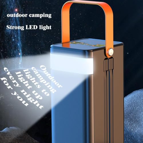100000mah Power Bank, Fast Charging Portable Charger, with LED Light, with Built-in Cables, Rechargeable Portable Power Supply for Cell Phones, Random Color