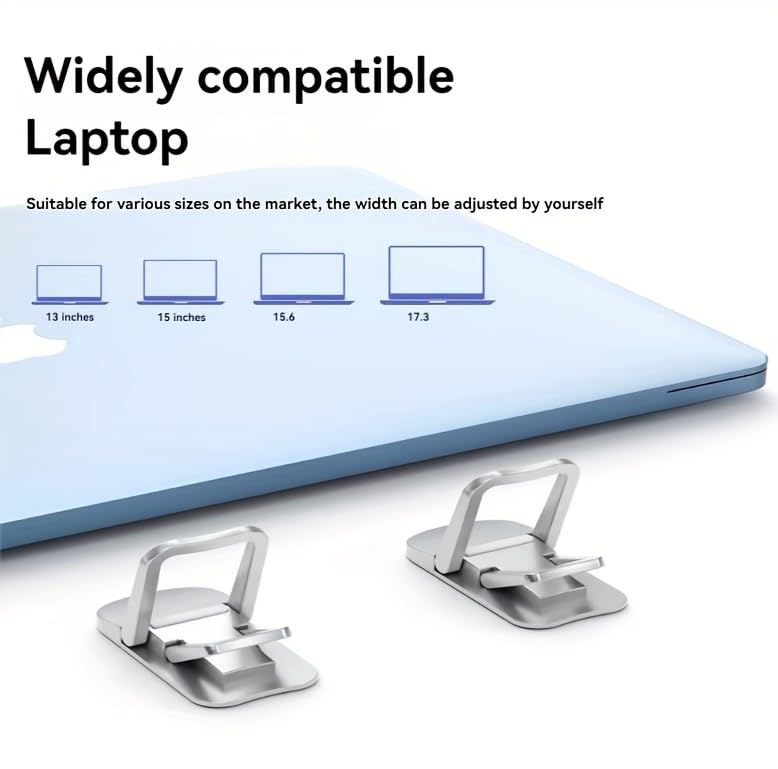 Adjustable Laptop Stand, Foldable & Portable Laptop Riser for Notebooks, Elevated Laptop Holder (2Pcs) (Silver) - color: silver