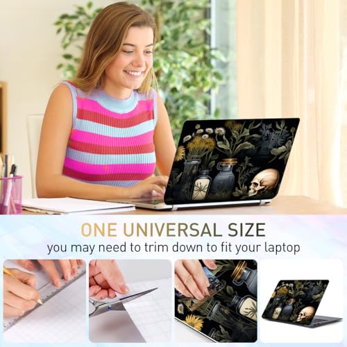 15-15.6 inches Netbook Laptop Skin Sticker Decal Reusable Cover Protector for 11.6 12 13 13.3 14 15 15.4 Notebook Chromebook PC, Scratch-Resistant Waterproof I Black Academia Mystical Green Plant - color: Black Academia Mystical Green Plant