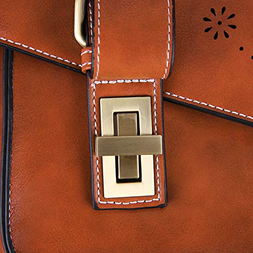 ECOSUSI Backpack for Women Briefcase Messenger Laptop Bag Vegan Leather Satchel Work Bags Fits 15.6 inch Laptops, Brown - color: 2-brown-l