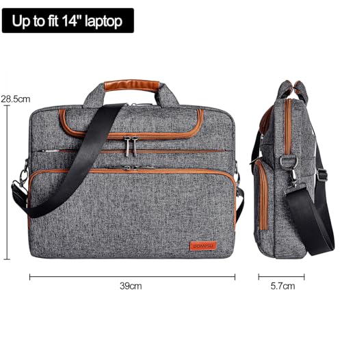 DOMISO 14 Inch Laptop Bag, Waterproof Business Briefcase Computer Messenger Shoulder Bag with Strap for Macbook Pro Air/Lenovo IdeaPad/Acer Aspire/HP/Dell XPS 15/ASUS/MSI, Dark Grey - color: Dark Grey, size: 14 Inch