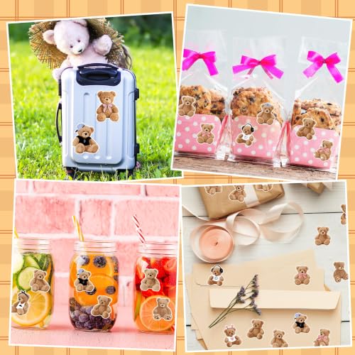 CNhoqc Realistic Teddy Bear Sticker Rolls, 2000Pcs in 4 Rolls, 16 Designs | Water Bottle Laptop Stickers, Waterproof Vinyl Self Adhesive, Page Activity Pad, Birthday Party Favor, Scrapbook Journal - style: 4 Rolls Realistic Teddy Bear