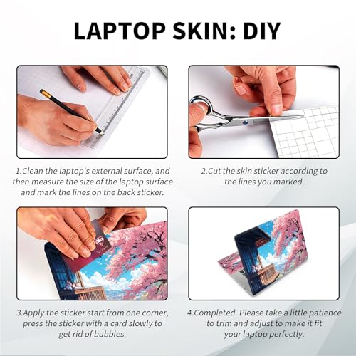 Universal Laptop Skin, DIY Cut-to-Fit Vinyl Cover Compatible with HP, Dell, Lenovo, Mac (13.3" to 15.6"), Anti-Scratch, No Residue & Bubble-Free Protective Decal Sticker, Anime Cat Cherry - color: Anime Cat Cherry