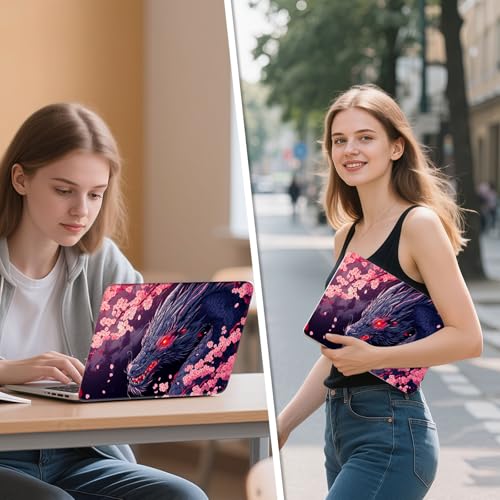 Universal Laptop Skin Sticker Decal, 12"-15.6" Aesthetic Vinyl Wrap, Black Dragon Cherry Blossom Waterproof Notebook Cover Art Protector for MacBook HP Dell Lenovo, Fits 13" 14" 15" 15.6" - color: Black Dragon Cherry Blossom