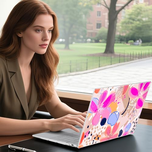 Batianda Blush Pink Stamens Case for Dell XPS 13 Laptop 2024 2025 | Fits Model 9340/9345/9350 13.4" Display, Lightweight Slim Hard Shell Protection for Women, Students and Floral Lovers - color: Pink stamens