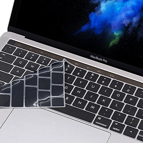 ProElife Premium Ultra Thin Silicone Keyboard Protector Cover Skin for MacBook Pro with Touch Bar 13-inch 15-inch (Model A1706, A1707, A1989, A1990, A2159) (2016 2017 2018 2019 Released) (Black) | Black, Ultra-Thin (0.26 mm), Silicone Protective Skin, Dus