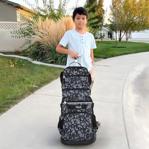Tilami Rolling Backpack & Lunch bag for Kids 19 Inch Wheeled Bookbag for Boys & Girls for School & Travel,Diamonds - color: Diamonds