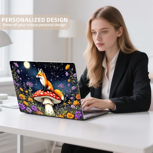 Universal Laptop Skin Sticker for 12/13/14/15.6 Inch Laptops, Reusable Vinyl Laptop Decal Cover, Waterproof Scratch Resistant Notebook Skin with 2 Wrist Pads,Cute Fox Garden - color: Cute Fox Garden