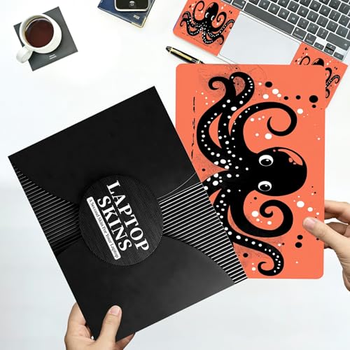 Universal Laptop Skin Sticker with 2 Wrist Pad Decals, 3-Piece Removable Vinyl Laptop Cover, Cute Octopus Waterproof Anti-Scratch, Easy-Trim Fit for 13.3" 14" 15.6" Laptops - color: Cute Octopus