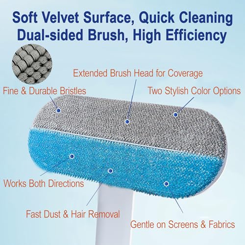 Window Screen Cleaning Brush, 6-in-1 Screen Cleaner Tool Kit with Spray Bottle, Crevice Brush and Microfiber Cloth for Window Tracks and Screens