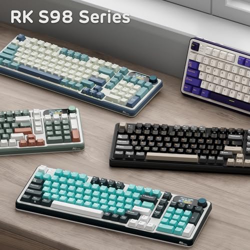 RK ROYAL KLUDGE S98 Mechanical Keyboard w/Smart Display & Knob, 96% RGB Wireless Gaming Keyboard BT/2.4G/USB-C, Hot Swappable Custom Keyboards, Software Support, Silent Computer Gaming Keyboard - color: Lavender Purple, size: Linear Silent Switch