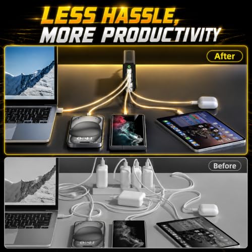 HUNDA 245W USB C Charger GaN Charging Station Desktop 5 Ports PD 140W MacBook Charger Fast Adapter Support PD3.1/PPS 45W /QC5 for MacBook Pro/Air,Dell,HP,Lenovo,Surface,iPhone,iPad,Galaxy etc