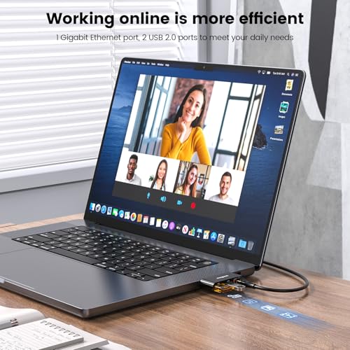 MOGOOD USB C to Ethernet Adapter, 3 in 1 Type-C to RJ45 Gigabit LAN | 2USB2.0 Ports, Gigabit Ethernet Compatible For MacBook Air/Pro XPS Compatible, iPhone 17/16, Samsung Galaxy S26/25