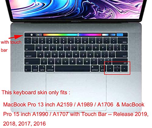 Soft Silicone Russian Language Keyboard Cover Skin Compatible with MacBook Pro 13 inch and 15 inch with Touch Bar Models: A2159 / A1989 / A1990 / A1706 / A1707 - Release 2019 2018 2017 2016 - Black - color: Russian Language, Black, size: Compatible for Ma