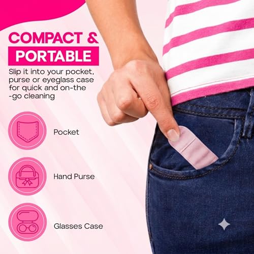 Finger Grip Eyeglass Cleaner (4 Pack) – Premium Microfiber Glasses Cleaning Cloth for Eyeglasses, Sunglasses, Phone Screens & Camera Lens (Pink/Yellow) - color: Pink/Yellow