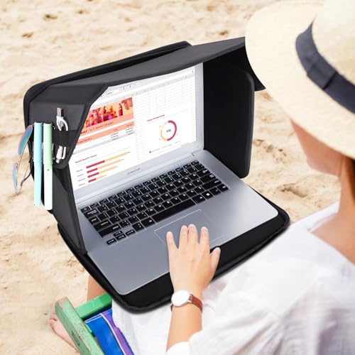Foldable Laptop Sun Shade Lightweight Laptop Privacy Shield for 12-14 inch MacBook/Dell/Asus PC, Screen Hood Blocks Sunlight for Working Outside 12-14'' (Patent Pending) - size: 12-14in