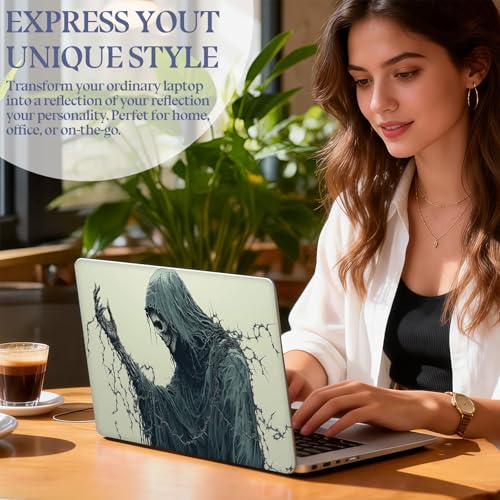Universal Laptop Skin Sticker Decal,15.6 Inch Laptop Vinyl Cover for 13" 14" 15.6" Laptop,Scratch-Resistant Waterproof Protector Wrap,Reusable with Wrist Pads,Barbed Reaper Wraith - color: Barbed Reaper Wraith