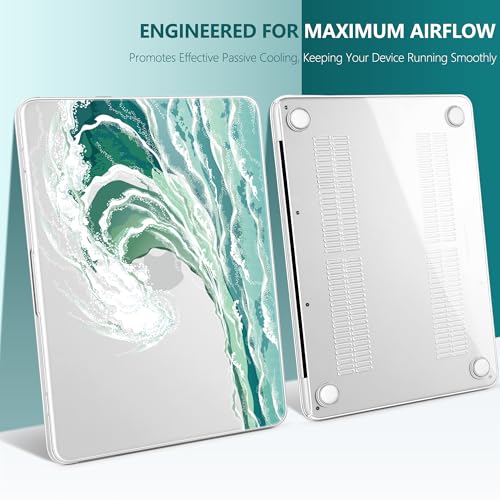 Batianda Case for MacBook Neo 13 Inch 2026 Model A3404, Aqua Wave | 4-in-1 Laptop Accessories Bundle with Aqua Ocean Wave Art, Ultra Slim Hard Shell for Beach Lovers and Students - color: Artistic Wave