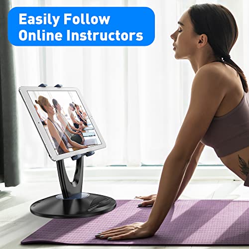 iPad Tablet Stand Holder for Desk - 6 inch to 13 inch - Stable, Adjustable - 360° Swivel Angle Pen Phone iPad Stand for Store, Retail Kiosk, Reception, Home Office, Gift Ideas - Black - color: Black