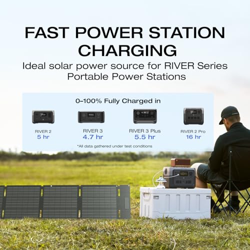 EF ECOFLOW Solar Generator RIVER 3 & 60W Solar Panel, 245Wh 300W | LFP Battery, 300W Up to 600W AC Output, <20 MS UPS, 1Hr Fast Charging Power Station for Outdoor/RVs - style: RIVER 3+60W Solar Panel
