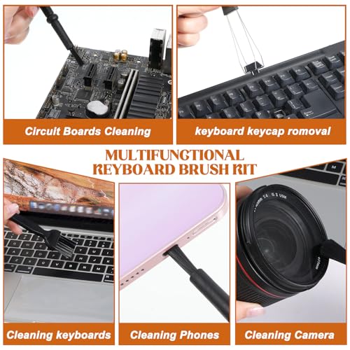 JJUNW 6Pcs Mini Keyboard Cleaning Brushes Kit, with Keycap Puller & Switch Puller PP Handle Nylon Anti Static Cleaning Brush for Computer Keyboard Motherboard Camera Small Space