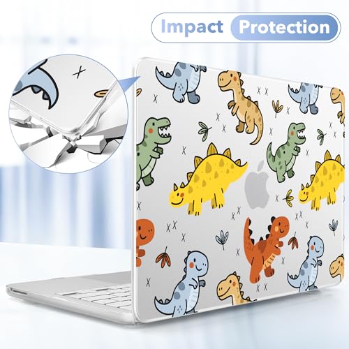 May Chen for MacBook Neo Case 13 inch 2026 | 100% Match Official Color | Pattern Printing, Anti-Crack & Scratch & Fingerprint | Protective Hard Shell Cases Laptop Model A3404 - Dinosaurs Cartoon - color: Dinosaurs cartoon