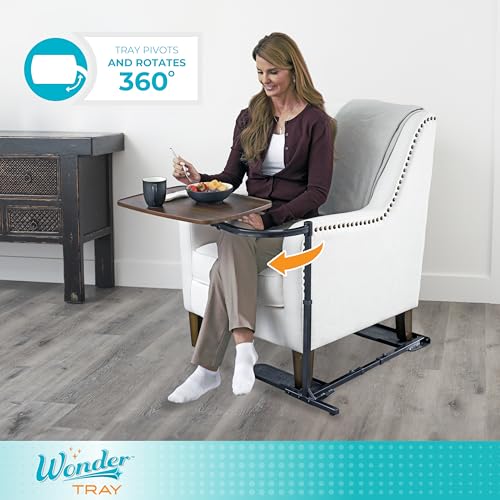Stander Wonder Tray, Adjustable Swivel Table, Large Laptop Stand, Couch Desk, Side Tables & Gaming Bench, TV-Trays for Eating on Couches, Chairs, Recliners, Walnut - color: Walnut, size: Large