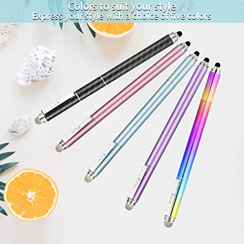 Capacitive Stylus Pen, 4-in-1 High Sensitivity and Precision Touch Screen Stylus Clear Disc Tip,Black Rubber Tip &Mesh Fiber Tip Compatible with Universal Touch Screen Device (Ice Blue) - color: Ice Blue