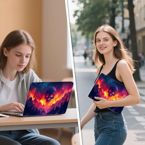 Universal Laptop Skin Sticker Decal, 12"-15.6" Aesthetic Vinyl Wrap, Fiery Skull Mountain Waterproof Notebook Cover Art Protector for MacBook HP Dell Lenovo, Fits 13" 14" 15" 15.6" - color: Fiery Skull Mountain