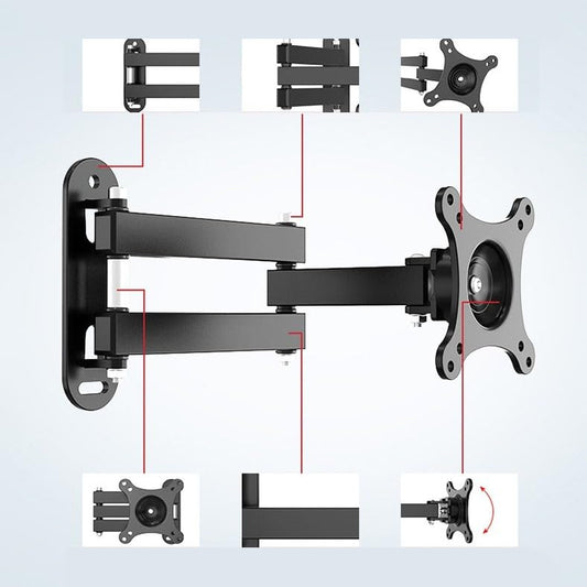 Monitor Stand Single Monitor Wall Mount for Most 10-27" Monitors Within 33.0 lbs, Full Motion Adjustable Wall Mount Articulating Arms Swivel Tilt Extension Rotation Monitor Stand Desk arm