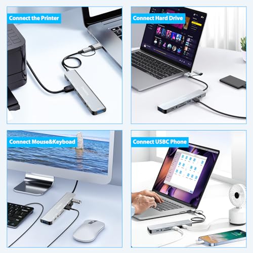 USB C Hub USB Hub 3.0 for Laptop, Upgrade 8 in 2 USB Splitter with USB-C/4 USB A Port Extender, TF/SD Card Slot, 3.5mm Audio Adapter, USBC USB Dongle for PC/Mac/MacBook/Laptop/iPad/Tablet - size: 8-IN-2