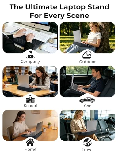 Adjustable Lap Desk with Wrist Rest, Reversible Laptop Stand | Cooling Grip Surface, Fits up to 17'' Laptop, Portable Lap Desk with Pillow Cushion, Computer Tray for Home Office, Dark Gray - color: Dark Gray