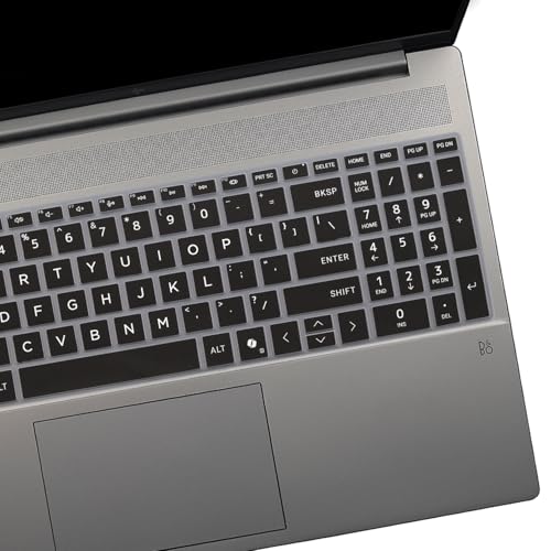 2 PCS Keyboard Cover for HP 15.6" Laptop 15-fc 15-fd 15z-fc000 15-fd0083wm 15t-fd000,HP OmniBook 5 AI 16" 16-ag 16-af 16-ba 16-bc 16z-ag100 16z-bc100 Series Laptop 16-af1037nr 16-bc1047nr-Black+Clear - color: Black+Clear