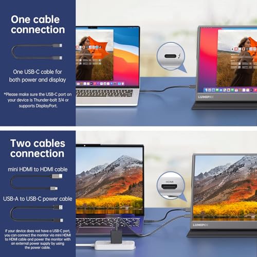 Portable Monitor 15.6 Inch 1080P FHD IPS Gaming Display Monitor with USB-C & HDMI, Ultra-Slim External Second Screen with Smart Cover & Speakers for Laptop,PC, Mac, Phone, PS5 - size: 15.6"Cover