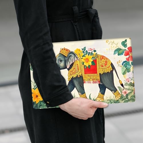 Laptop Skin Sticker Decal 12" 13" 13.3" 14" 15" 15.6",Waterproof Scratch Resistant Vinyl,Reusable Easy to Apply,for MacBook HP Dell Notebooks Netbooks Laptop,2 Wrist Pads,Elephant Flower - color: Elephant Flower