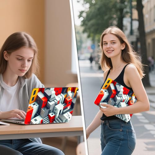 Universal Laptop Skin Sticker Decal, 12"-15.6" Aesthetic Vinyl Wrap, Geometric 3D Cubes Abstract Waterproof Notebook Cover Art Protector for MacBook HP Dell Lenovo, Fits 13" 14" 15" 15.6" - color: Geometric 3D Cubes Abstract