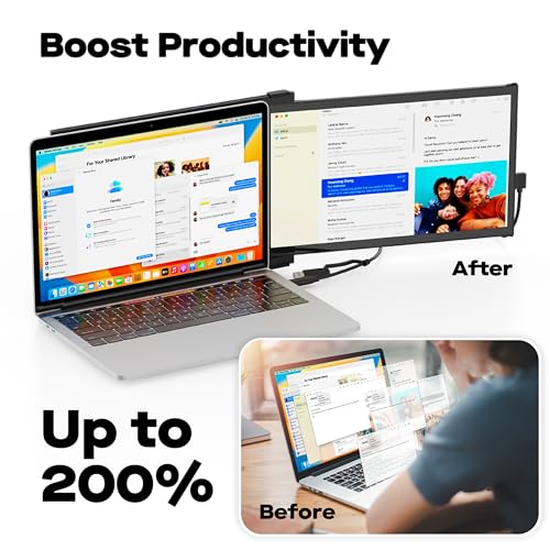 Duex Plus DS Portable Monitor - 2026 Mobile Pixels 13.3" Laptop Monitor | USB Type-C/HDMI Plug and Play, FHD 1080P Laptop Monitor for 13"-14.5" Laptops, Windows/macOS/Android/Switch Compatible - size: 13.3-inch