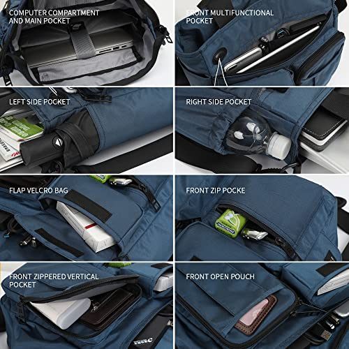 IX INOXTO Mens Messenger Bag Laptop Shoulder Bag Computer Work Office Bag Waterproof Briefcases for Travel Work - color: Blue