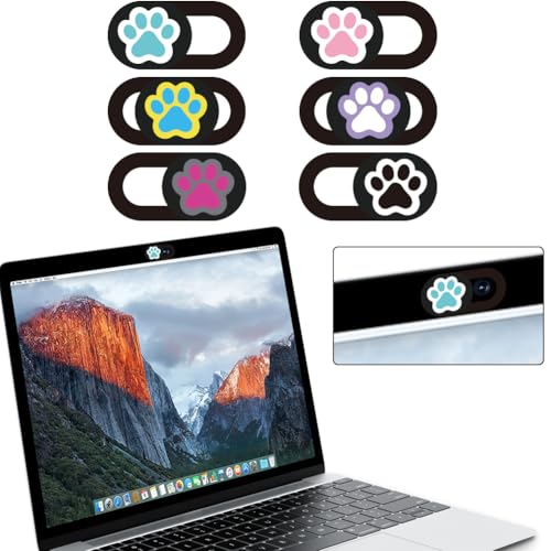 6Pcs 6 Styles Paw Print Cute Laptop Camera Cover 0.04 Inch Privacy Guard Accessories, Webcam Cover Slide Ultra Thin Protector Blocker for Desktop Computer Tablet Notebook Mini PC Office Use - color: Paw Print
