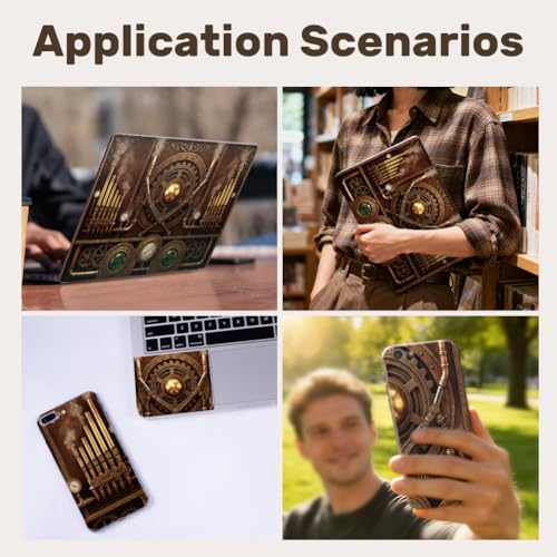 3Pcs Laptop Skin Sticker Decal Steampunk Motherboard PVC Laptop Sticker Fits for 12-16 Inch Notebook Waterproof Scratch Proof Universal Notebook PC Personalized Protector Gift - color: dark brown