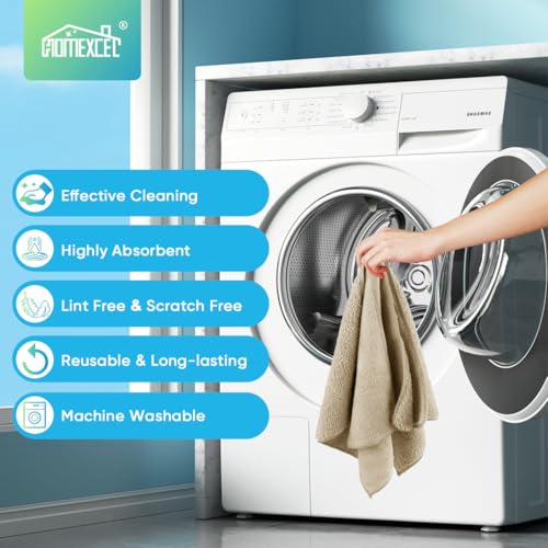 HOMEXCEL Brown Microfiber Cleaning Cloth, 12 Pack Premium Microfiber Towels for Cars, Lint Free, Scratch-Free, Highly Absorbent, Reusable Cleaning Rags for Car, Household, Kitchen, Window, 11.5"X11.5" - color: Brown
