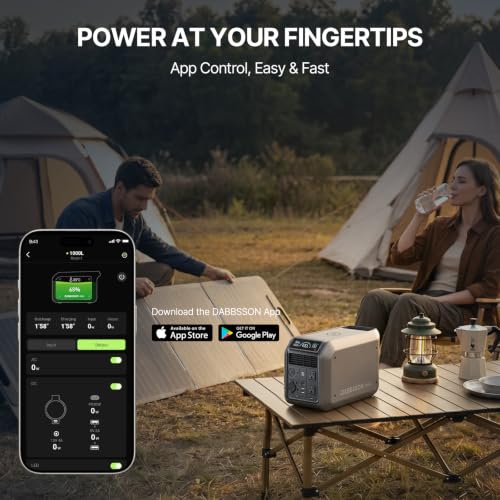Dabbsson 1008Wh Solar Generator, Semi-Solid LiFePO4, 1200W AC Output/100W USB-C, 1600W Power Boost, 1.3X Longer Runtime, 0-80% in 50 Min, 1000L Portable Power Station for Home Backup/Camping/RV - style: 1000L