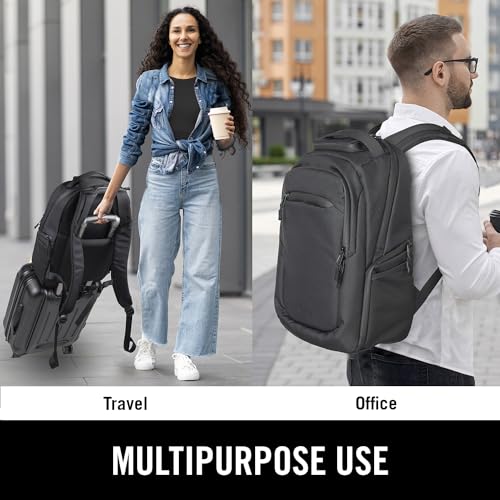 Kenneth Cole REACTION Parker Polyester Abrasion-Resistant Travel 17" Laptop Backpack with Removable Laptop Sleeve, Black - size: 17"