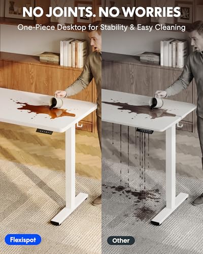 FLEXISPOT EN1 55"x28" One-Piece Standing Desk, White | 1" Thick Seamless Desktop, 176 LBS Capacity, Home Office Use, 4 Memory Presets, Dual Monitor Setup, Anti-Collision Protection - color: White (White Frame), size: 55.1 x 27.6 in