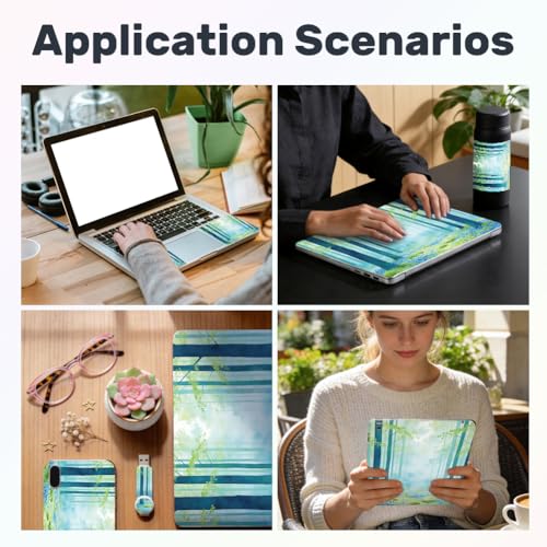 3Pcs Forest Laptop Skin Sticker Plants Universal Removable Vinyl Stickers Fits for 12.1 13 14 15.6 16 Inch Waterproof Notebook Decal Cover Gift - color: Green
