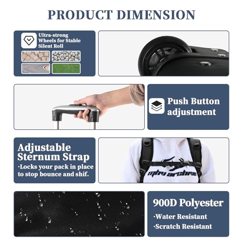 Rolling Backpack with Wheels, Roller Backpack for 17.3 Inch Laptop | 40L Water Resistant Wheeled Laptop Backpack, Flight Approved Carry on Luggage for Men Women Business Travel College, Black - color: Black